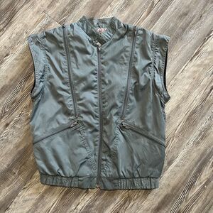 Vintage Compass Point Nylon Tech Vest Zip Vent Slate Gray S Korea